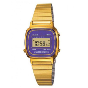 Orologio Digitale al Quarzo con Cassa Quadrata in Lega, Design Semplice e Alla Moda per Uomo, Cinturino Dorato, Larghezza 14mm, Sportivo, Resistente all'Acqua 3BAR - Product Image 2