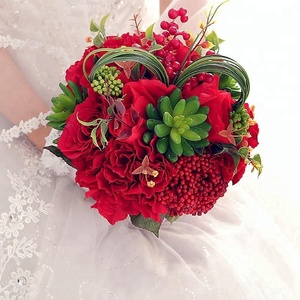 Red <span class=keywords><strong>the</strong></span> wedding Flower rose bridal bouquet for <span class=keywords><strong>the</strong></span> bride's outfit - Product Image 4