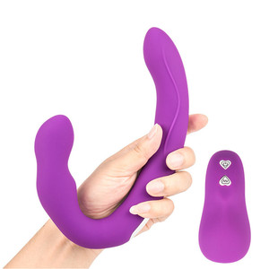 Bendable Angle Dual Motors Strapon Vibrator with Remote Control Strap On Dildo Penis Sex Toy