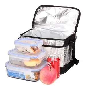 Large Insulated Tote Thermal Bag For Lunch Box, Flat Folding Cooler Lunch Bag