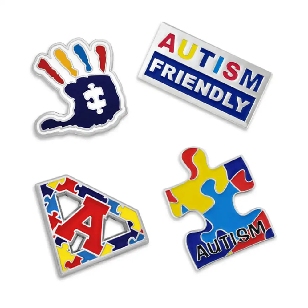 Metal Jigsaw design Autistic Autism pin badge Enamel. 