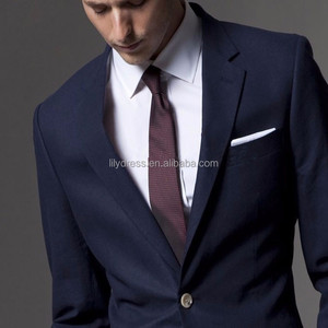 HD002 Abito da Uomo Blu Scuro <span class=keywords><strong>su</strong></span> <span class=keywords><strong>Misura</strong></span> con Due Bottoni, Completo da Sposo Slim Fit Realizzato <span class=keywords><strong>su</strong></span> <span class=keywords><strong>Misura</strong></span> - Product Image 2