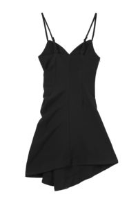 Vendita calda estate vestito Sexy per le donne nero senza spalline alla spalla irregolare pieghettato naturale fatto Chiffon diretto - Product Image 2