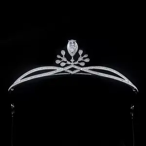 การออกแบบล่าสุดโรงงานโดยตรงขาย rhinestone วันเกิดงานแต่งงาน tiara คริสตัล zircon cubic tiaras crown สำหรับผู้ใหญ่