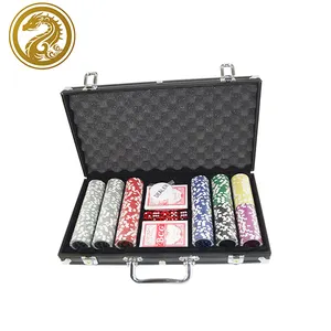 300 unids/set arcilla Casino Texas Poker Chips conjuntos con caja de Metal de aluminio maleta