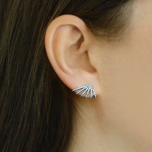 LOZRUNVE gioiello turco 925 argento oro 18k zirconi nuovi orecchini a ventaglio moda - Product Image 3
