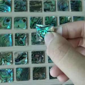 Cutting square paua abalone shell pieces chips for musical instruments