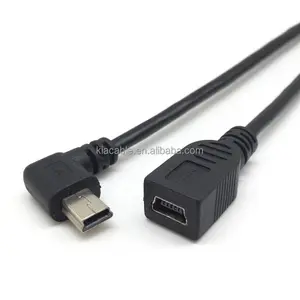 Mini cabo de extensão usb macho para fêmea, ângulo reto