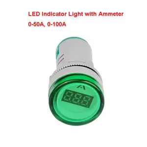 Mini Ammeter Indicator Licht Digitale Ampere Meter 22 Mm 25 Mm 50A 100A Led Lampje Met Ampere Meter