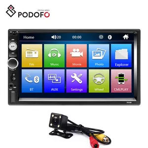 Podofo Autoestereo 2 דין רכב רדיו קארו פסקה 7 ''מגע מסך BT FM USB AUX SD רכב MP5 נגן 7010B + מבט אחורי מצלמה