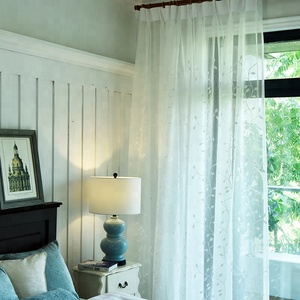 Di lusso Ricamato Foglie Tulle Bianco Puro Tenda Per La Finestra Organza A Buon Mercato <span class=keywords><strong>Tende</strong></span> Per Soggiorno Tenda Della Porta - Product Image 3