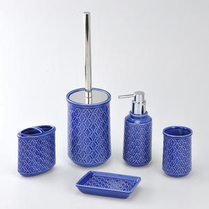 Accessoires de salle de bain rond en céramique à cylindre gris bon marché - Product Image 5