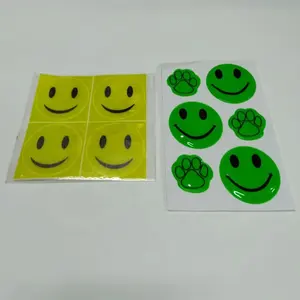 2024 popular custom pattern promotional gifts smile face pvc light reflective self adhesive sticker paper night glow wallpaper