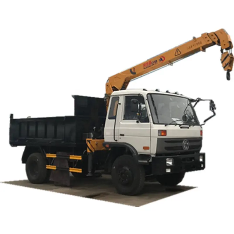 New Thủy Lực Di Động 10 Tấn Dump Truck Với 5-Ton Ba Phần Straight-Arm Crane