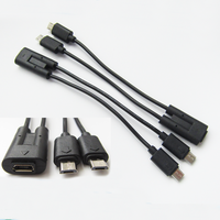 Câble de chargeur multiport 2 en 1, connecteur Micro Usb, 1 femelle 2 mâles, 10Cm