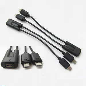 10Cm 2 In 1 Multi Micro Usb Connector Charger Cable,Usb Power Y Cable Splitter 1 Female 2 Male