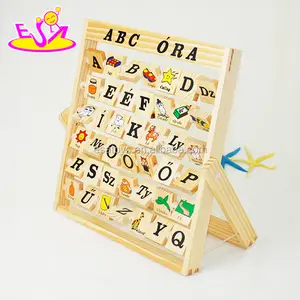 Holz Alphabet flip-a-block spielzeug für kind, Kind Bleifrei Alphabet Abacus spielzeug, Pädagogische hölzerne alphabet puzzle spielzeug W12C005