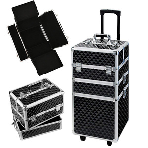 Malette à roulettes 3 en 1, <span class=keywords><strong>valise</strong></span> de beauté en aluminium, mallette à cosmétiques, maquillage de <span class=keywords><strong>coiffure</strong></span> - Product Image 5