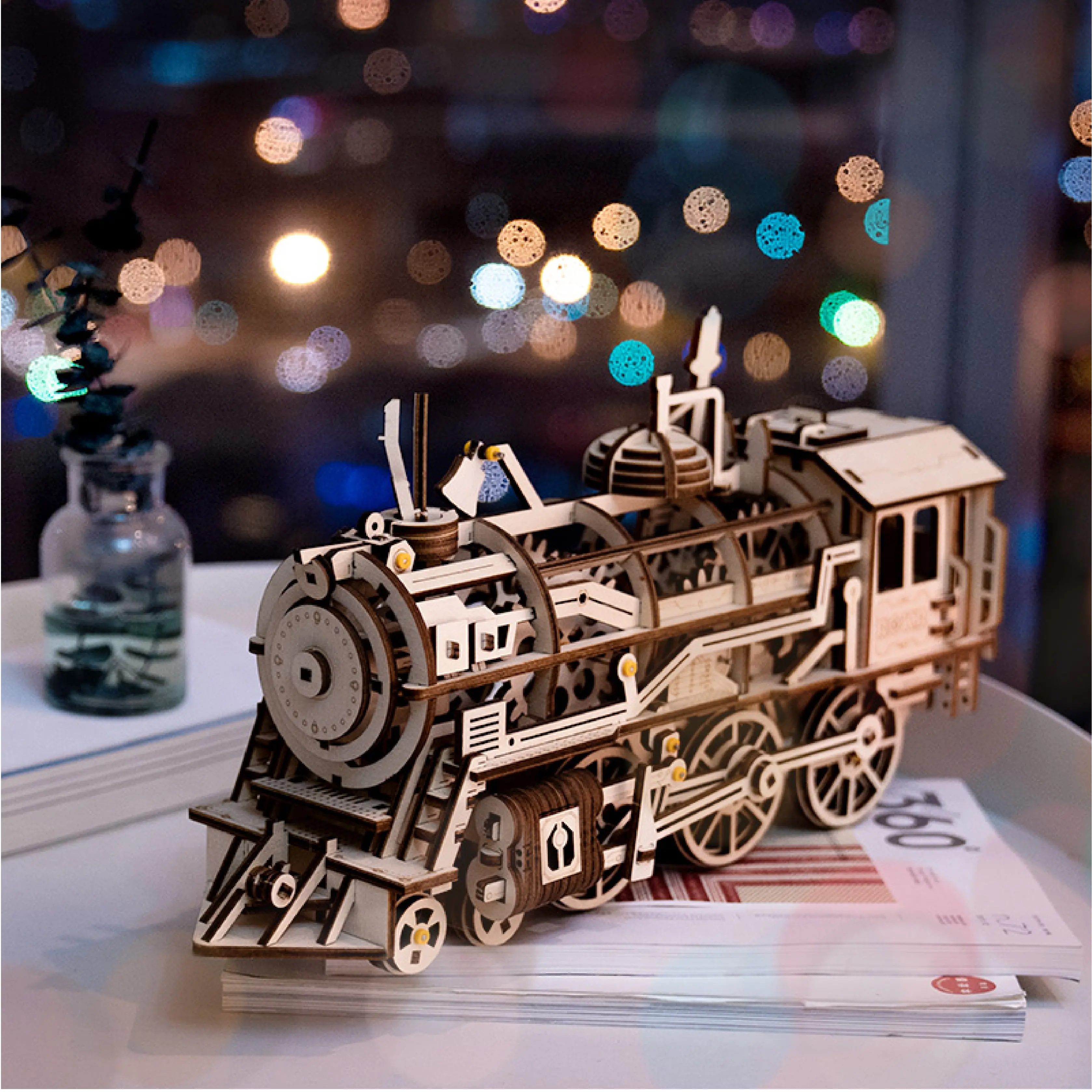 Распродажа, Обучающие игрушки Robotime ROKR с сертификатом КПК, модель LK701, самоходный механический локомотив, 3D Деревянный пазл