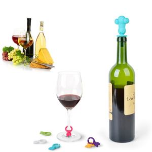 Breloques pour bouchon de vin en Silicone, pièces, marqueur en verre pour la fête - Product Image 6