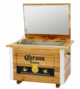 Caja de refrigeración de madera para bebidas rodantes, nuevo diseño, promoción