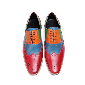 NA122 <span class=keywords><strong>Scarpe</strong></span> Eleganti da Uomo Colorate Moda 2022, Brogue <span class=keywords><strong>in</strong></span> Vera <span class=keywords><strong>Pelle</strong></span>, Oxford per Affari, Cerimonie e Matrimoni - Product Image 4
