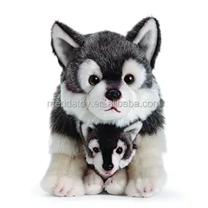 custom plush Gray& White Wolf Mom and Pup Stuffed Toy