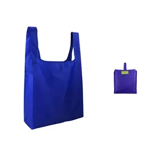 Folding Grocery Bag Nylon Supermarket Folding Reusable Shopping Bags Grocery Tote Foldable Ripstop Polyester Shopping Bag