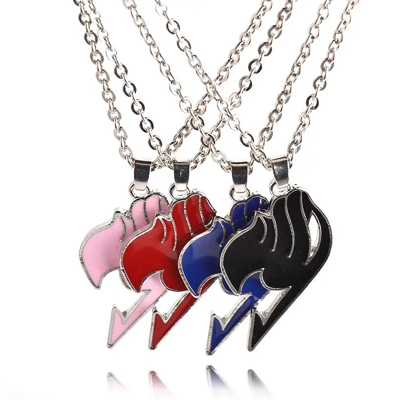 pink/red/blue/black color guild logo tattoo pendant necklace anime fashion jewelry for men and women wholesale