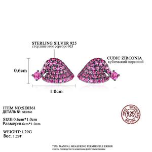 CZCITY-<span class=keywords><strong>pendientes</strong></span> coreanos de rubí para niña, de Plata de Ley 925, aretes pequeños pavimentados de Rubí - Product Image 2