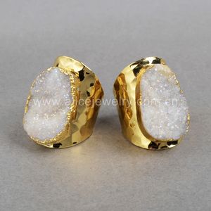 G0886 Bianco di Alta Qualità Agata Druzy Gioielli In Pietra <span class=keywords><strong>Cuprum</strong></span> Anelli Rivestito Druzy Anelli di Polsino - Product Image 5