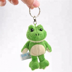 Großhandel Mini Plüschtier Schlüsselbund Spielzeug OEM Benutzerdefinierte Niedlichen Kinder Ausgestopften Plüsch Grünen Frosch Keychain