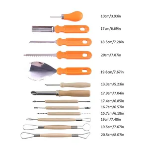 Ensemble de 14 accessoires de cuisine <span class=keywords><strong>en</strong></span> métal créatifs <span class=keywords><strong>en</strong></span> ligne, <span class=keywords><strong>kit</strong></span> de couteaux à découper les fruits et légumes, sculpture de citrouille d'Halloween - Product Image 5