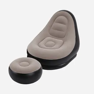 inflatable lounge sofa set flocking lounge chair with footrest air sofa chair