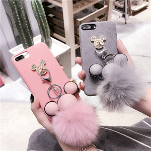 Sang Trọng Kim Cương Sang Trọng Phim Hoạt Hình Chuột Thỏ Lông Bóng Tua Mềm Tpu Trường Hợp Với Dây Buộc Cho Iphone7/7 Cộng Với/6/6 Cộng Với - Product Image 1