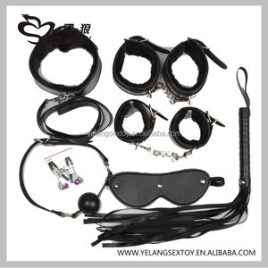 Noir Loup <span class=keywords><strong>Sexe</strong></span> Produits 7 pièces un ensemble sm PU en cuir Bondage restrictions - Product Image 1
