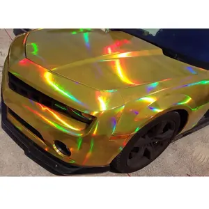 Laser Holographic Chrome Gold Car Vinyl Wrap Film Paint Protective Auto Foil Self Adhesive for Vehicle