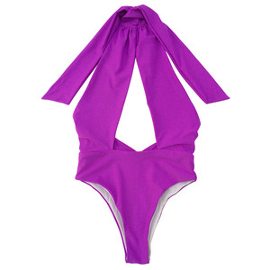 Costume <span class=keywords><strong>da</strong></span> <span class=keywords><strong>Bagno</strong></span> Sexy con Collo all'Americana per Donna, Costume Intero Estivo <span class=keywords><strong>da</strong></span> Spiaggia in Tinta Unita - Product Image 4