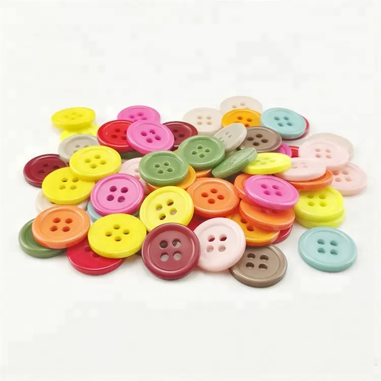 Wholesale Button Supplier DIY Logo Customized Colors Round Four Holes Resin Shirt Button
