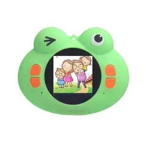 新款儿童数码相机可爱卡通青蛙设计便携式紧凑型防抖充电迷你相机带游戏