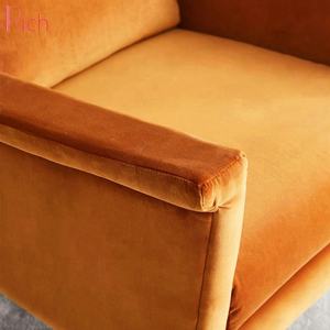 Bán Buôn Đồ Nội Thất Sang Trọng Cánh Tay Ghế Accent Fancy Ghế Cho Phòng Khách Hiện Đại Orange Velvet Một Chỗ Ngồi Sofa Ghế - Product Image 5
