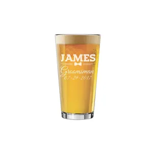 Gafas con grabado de 16 oz, personalizadas, regalo para el novio, cerveza, vidrio