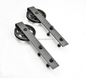 Double Roue En Bois de Grange <span class=keywords><strong>Porte</strong></span> En Verre Intérieur Partition Galet Coulissant Matériel Kit - Product Image 3