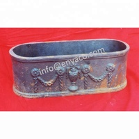 Pot Tanaman Oval Tradisional dari Logam Rustic untuk Dekorasi Taman Luar Ruangan, Vas Antik, Pot Bunga dari Besi Cor