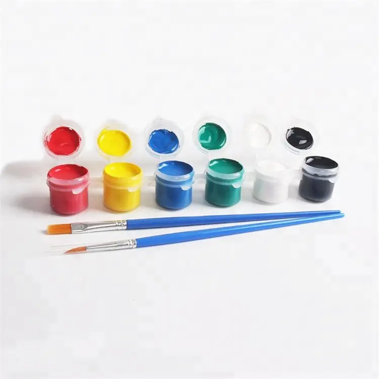 Vendita calda 3ml 6 colori di vernice acrilica pentole striscia di vernice acrilica per i bambini con 2 spazzole
