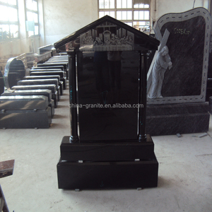 Pierres tombales bon marché de pierre tombale de monument de granit noir pur de la Chine pour le cimetière - Product Image 5