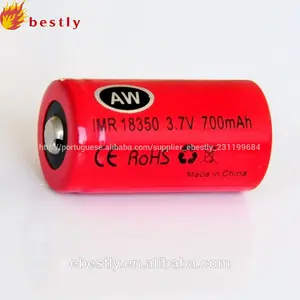 Aw 18350 bateria 3.7v 700 mah li-ion tmi eletrônico- cigeratte recarregável de lítio