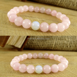 SN0707 8mm <span class=keywords><strong>piedra</strong></span> Natural con cuentas mujeres regalo <span class=keywords><strong>fertilidad</strong></span> regalo para mujeres pulsera <span class=keywords><strong>de</strong></span> <span class=keywords><strong>piedra</strong></span> lunar <span class=keywords><strong>de</strong></span> cuarzo rosa - Product Image 2