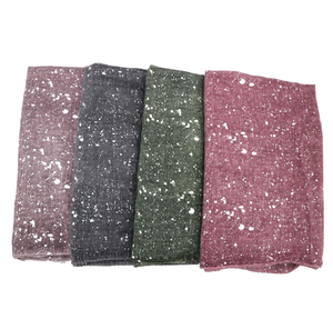 新スタイルイスラム教徒のキラキラネクタイ染料シマースカーフロングショールヒジャーブ女性用シニーコットンビスコーススカーフ - Product Image 1