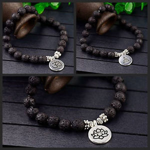 <span class=keywords><strong>Pulsera</strong></span> de Yoga de piedra amazonita OM para <span class=keywords><strong>hombre</strong></span> y mujer, brazalete de piedra de loto mate, cuentas de Chakra Mala, brazalete de piedra de Lava - Product Image 6